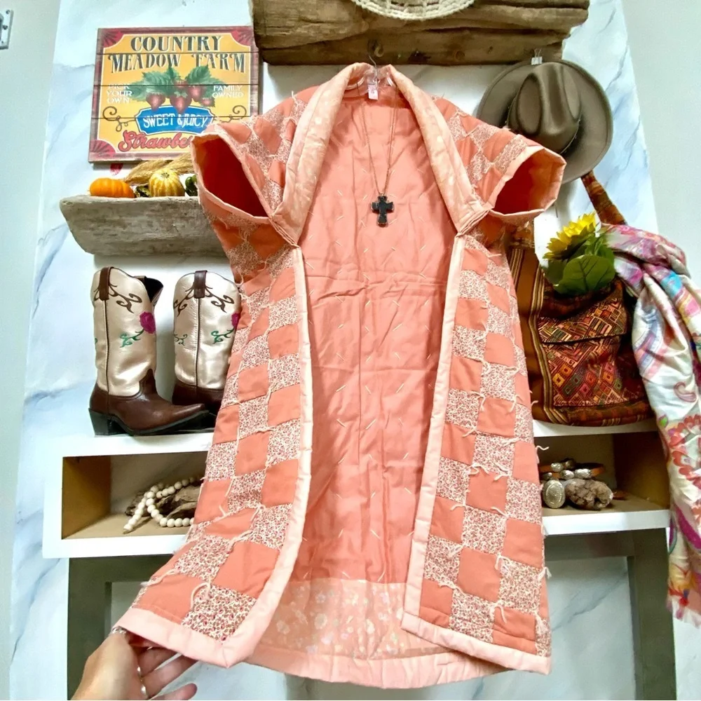 Artisan QUILTED Cocoon duster kimono w cabin granny vibe - Picture 6 of 11